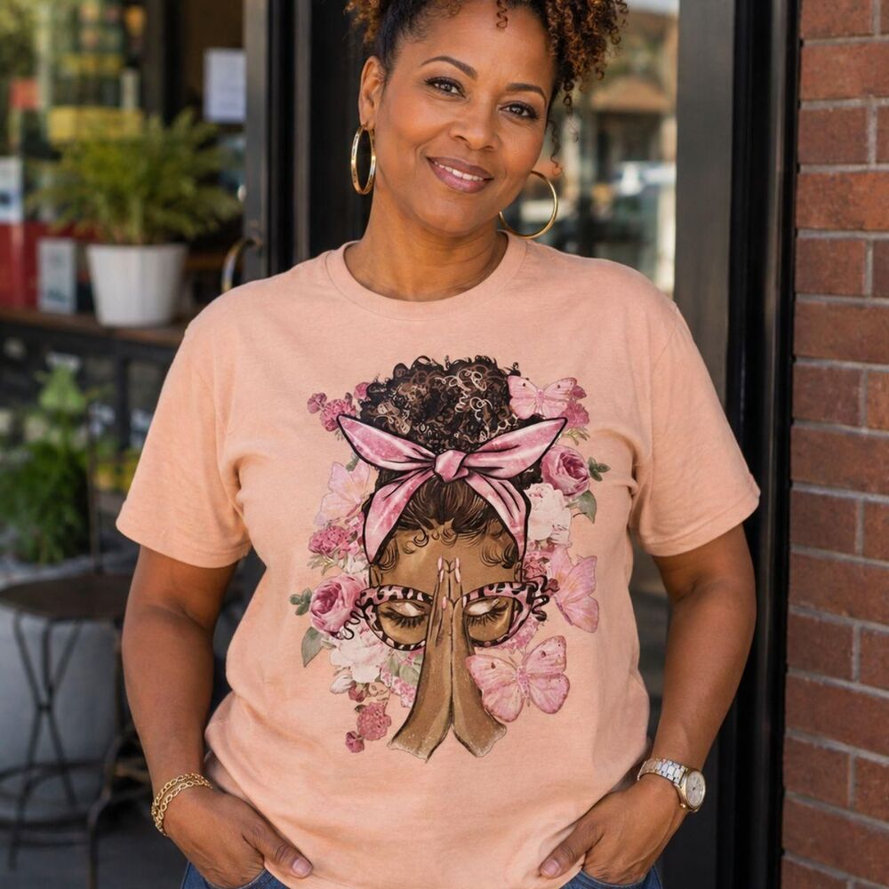 Unbranded Women's Pink and Tan T-shirt